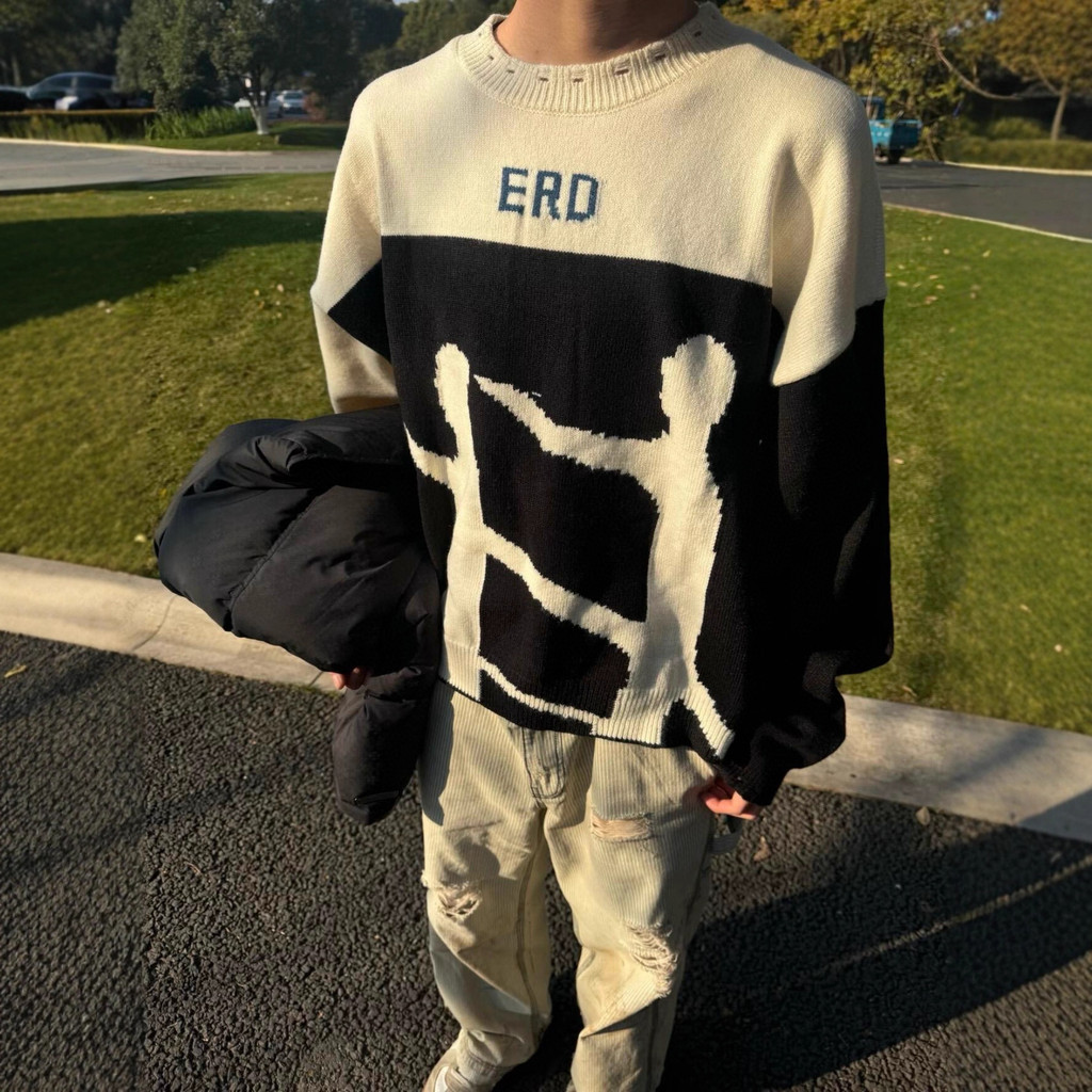 CFOB ERD The Melancholy Rich Second Generation Inspirational silhouette distressed crew neck sweater