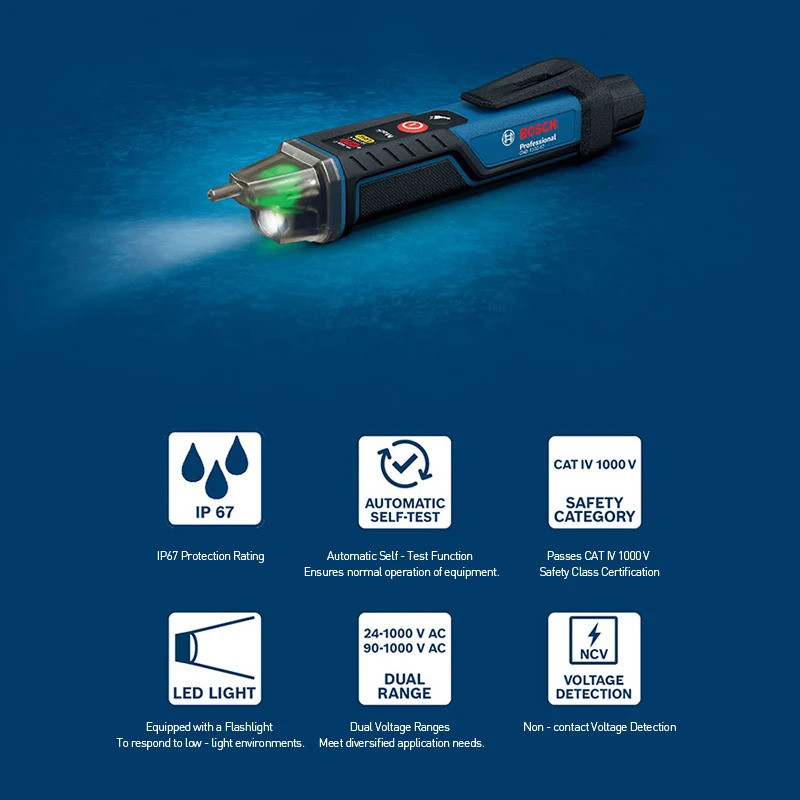 Zuji รับประกัน Professional เครื่องทดสอบแรงดันไฟฟ้าแบบไม่สัมผัส Gvd 1000-17 24V-1000V ช่วงการวัด Ip6