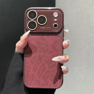 Luxury Leopard Print Leather Phone Case For iPhone 17 Pro Max 16 15 14 Pro Max 13 Crystal Lens Protection Shockproof Cover