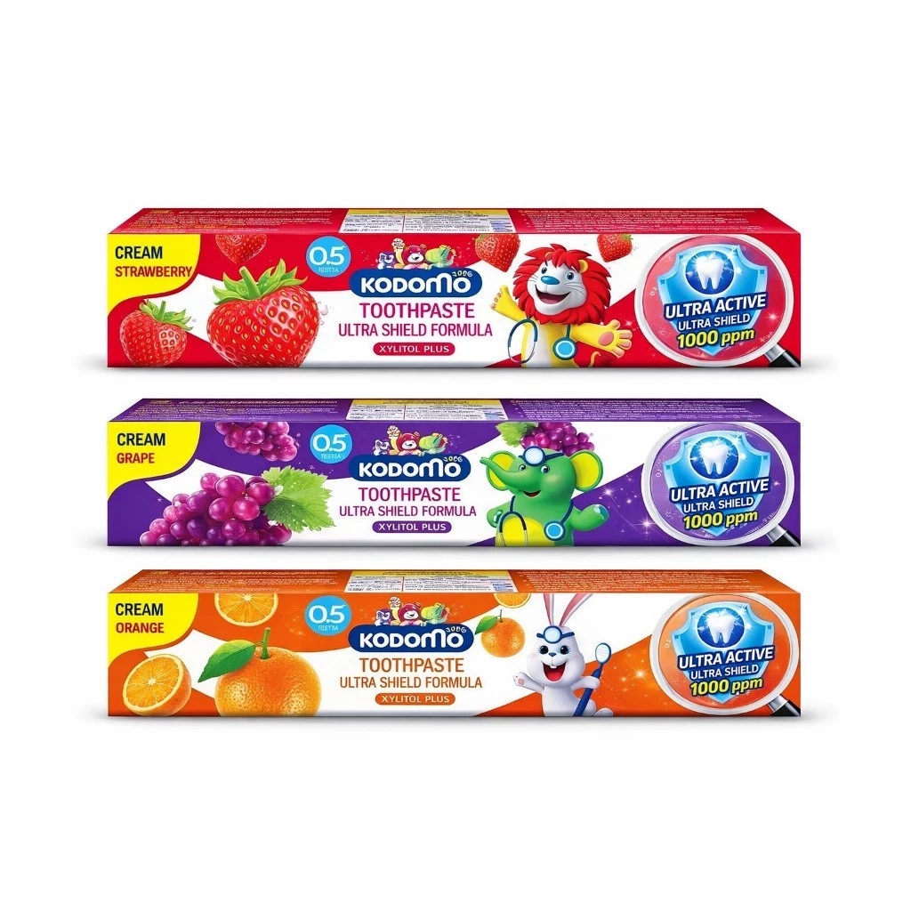 [แพ็ค3หลอด] Kodomo ยาสีฟันเด็ก โคโดโม อัลตร้า ชิลด์ แบบครีม 3 หลอด ขนาด 40 กรัม และ 65 กรัม