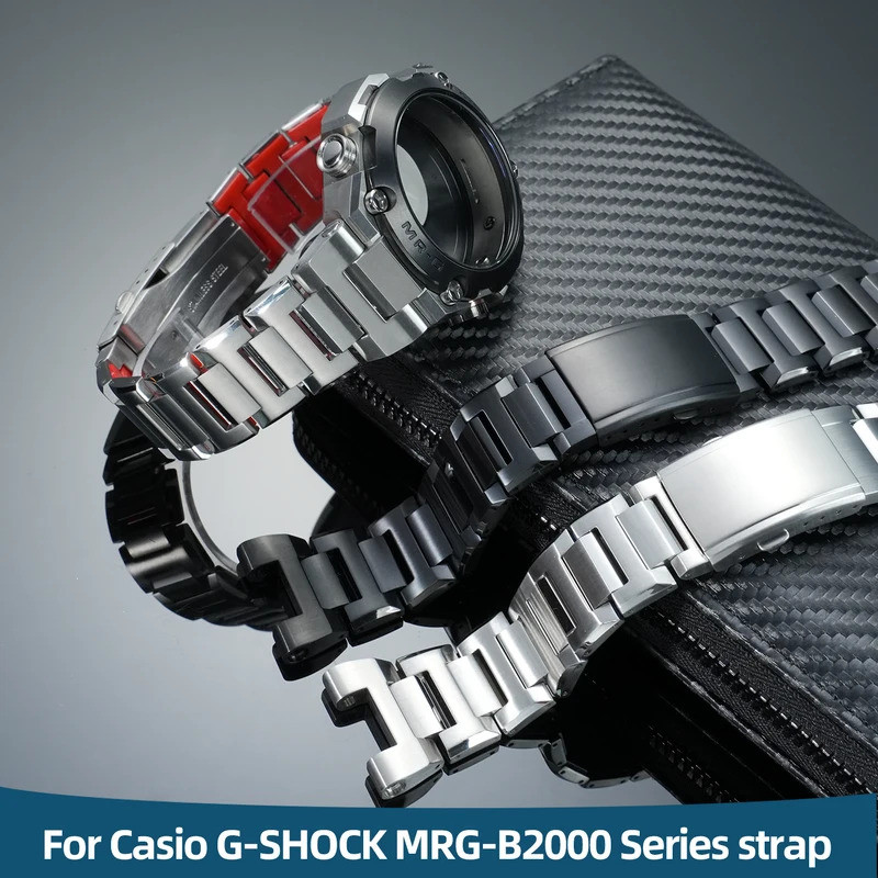 สําหรับ Casio G-SHOCK MRG-B2000 Series สร้อยข้อมือโลหะสายนาฬิกา MRG-G1000 MRG-G2000 พิเศษ Notch สแตน