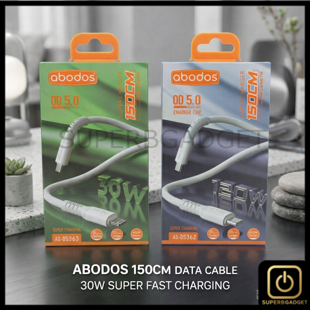 Abodos Fast สายชาร์จ 30Wข้อมูลและซิงค์สาย Abodos ASDAS363 พรีเมี่ยม 150 ซม. Fast CHARGING Type-C สาย