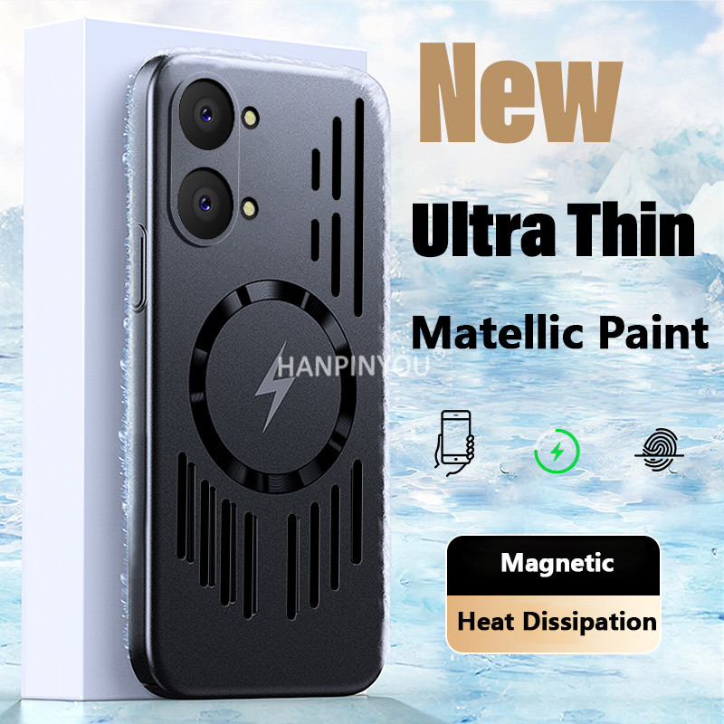สําหรับ Redmi Turbo 5 Max Xiaomi Poco X8 Pro Max สีเมทัลลิคบางพิเศษเคสกระจายความร้อนปกป้องกล้องแม่เหล็ก Breathable Matte Hard PC ฝาครอบกันชน