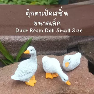 ตุ๊กตาเป็ดเรซิ่่นสีขาวน่ารัก3ชิ้น Cute white resin duck dolls, 3 pieces.