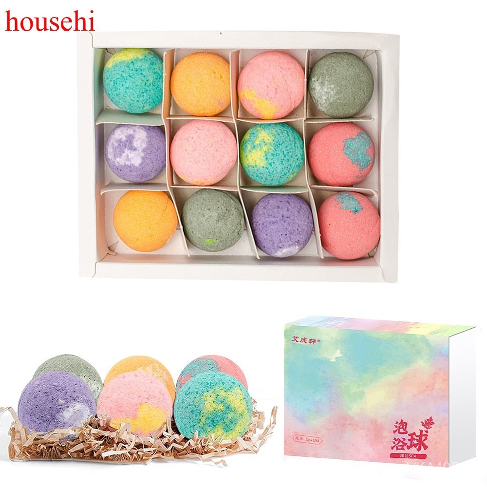 12Pcs Organic Bath Bombs Gift Set Natural Mini Handmade Bathing Foot Spa Bomb Rich Essential Oils for Moisturizing Dry S