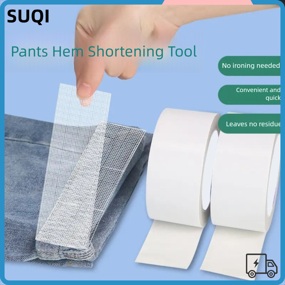SUQI 10Yards Hot Melt เทปสองด้าน,ไม่ต้องเย็บผ้าไม่ทอ Hem เทป, สะดวก Fastener Bond ซ่อมในครัวเรือนเหล