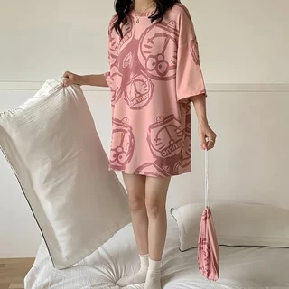 ส่งด่วน💫PAJAMAS HOMEWEAR ชุดนอนกระโปรง ชุดนออนลายการ์ตูน ราคาถูก ชุดใส่อยู่บ้าน ผ้านุ่ม 💕 W017