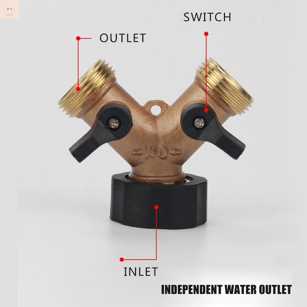 2 Way Double Tap Connector Heavy Duty ทองเหลืองท่อ Dual Faucet Connector สําหรับน้ํา Spirgot Faucet 