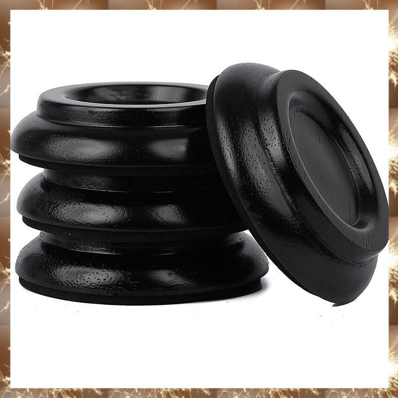 (OKB)Piano Caster Cups Piano Wheels Upright Piano Leg Foot Pads Protectors Wood Set 4, สีดํา