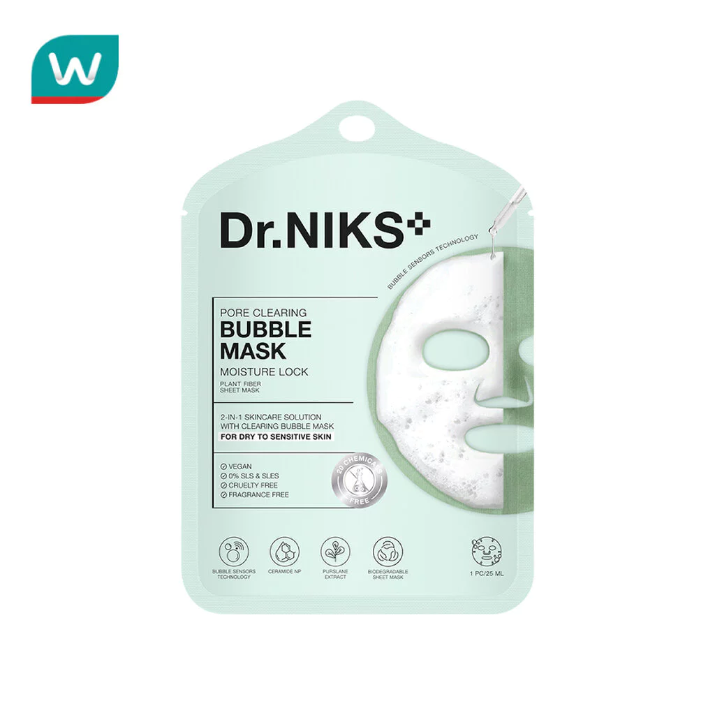 Dr.Niks ดร.นิกส์ พอร์ เคลียริ่ง บับเบิ้ล มาสก์ มอยส์เจอร์ ล็อค 1 แผ่น