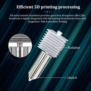 High Flow Hotend สําหรับ Babambu Lab A1/A1mini One-Pieace หัวฉีดสแตนเลส Quick ติดตั้งกําจัด 0.2/0.4 มม.0.6 มม.0.8 มม.
