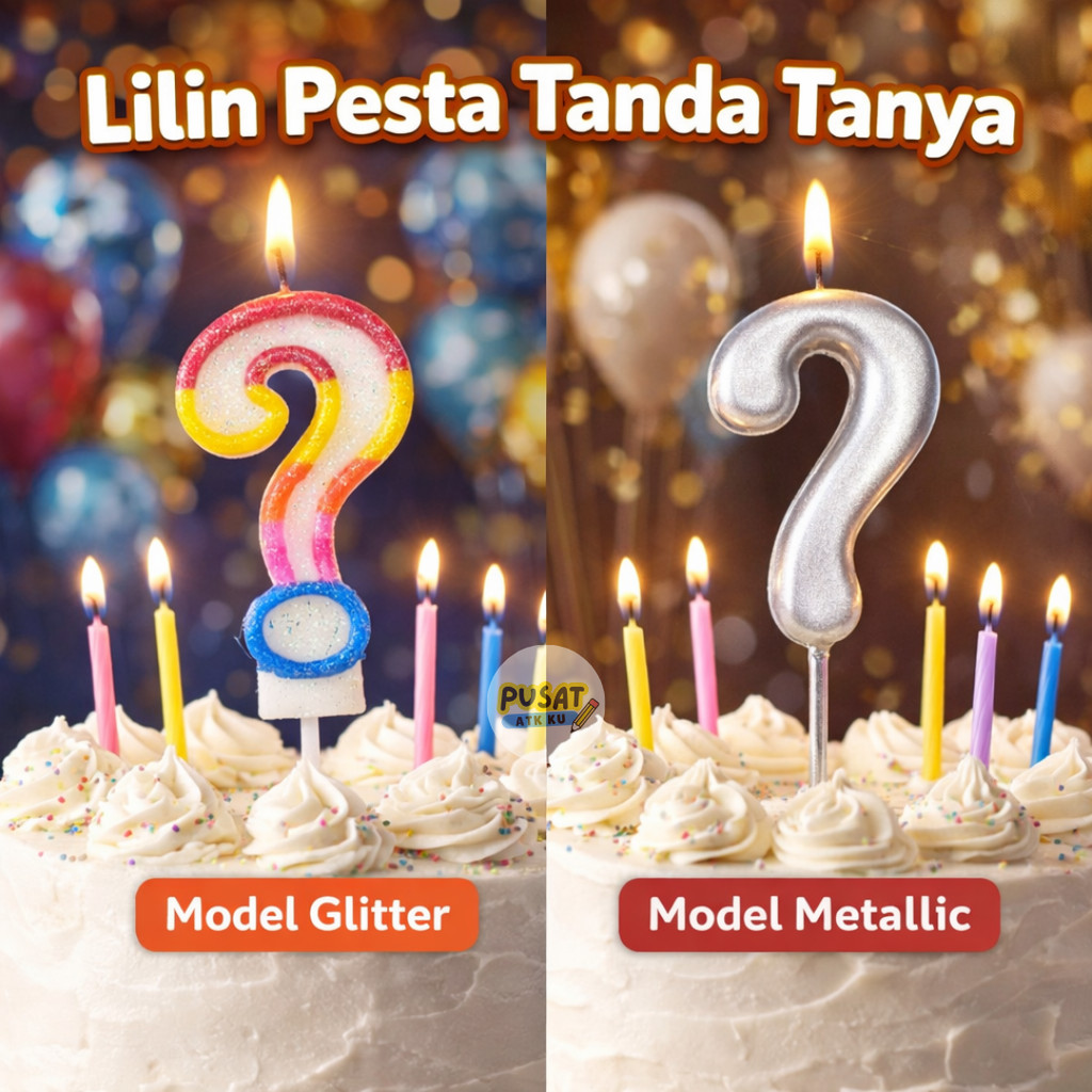 LILIN Premium Metallic Glitter Question Mark NCL NC66 / Good Symbol Candle / Party Candle / Happy Bi