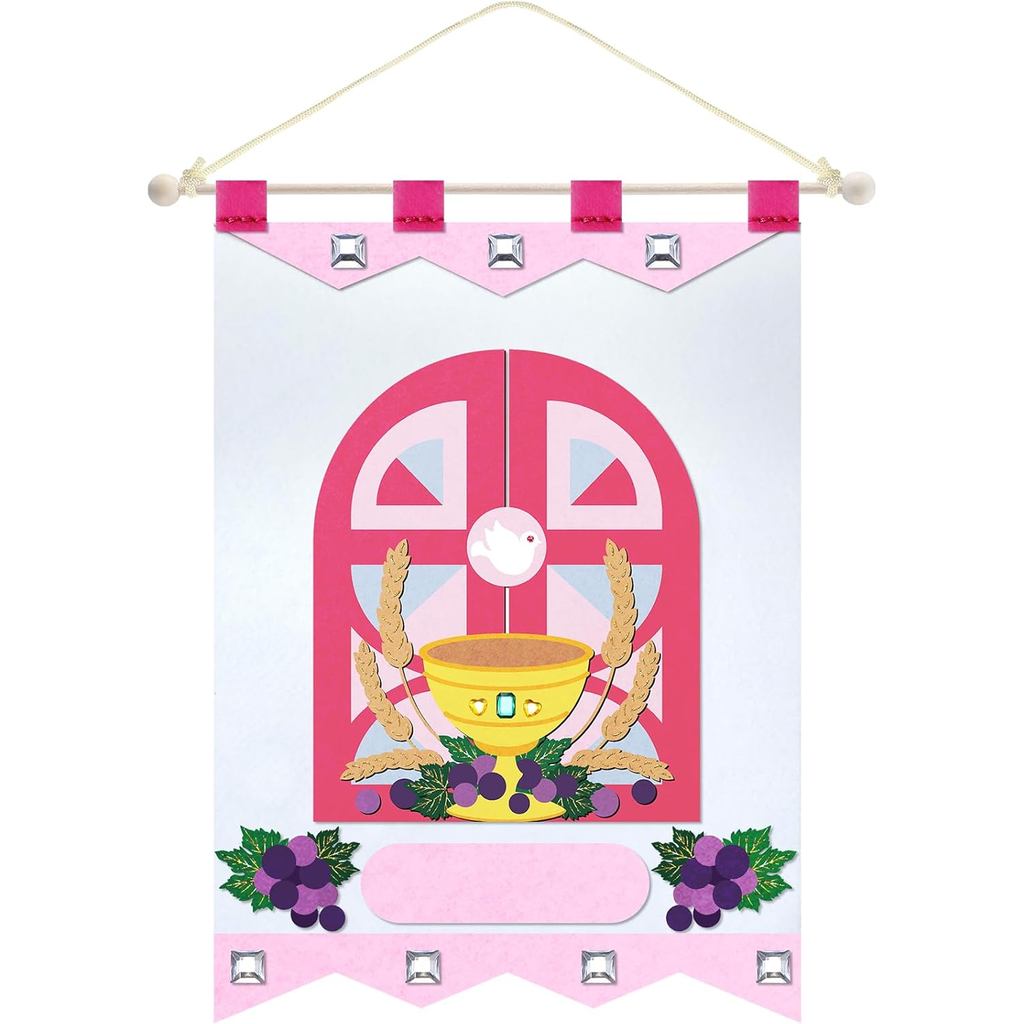 First Communion Banner Kit 9 x 12 นิ้ว Felt Holy Grapes Craft 1st Communion Banner Kit สําหรับคริสตจ