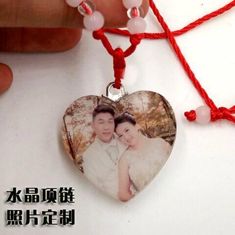 刻DIY ภาพวาดน้ําสร้อยคอผู้ชายและผู้หญิงคู่สร้อยคอคริสตัลรูปถ่าย DIY สร้อยคอคริสตัลสําหรับผู้ชายและผู้