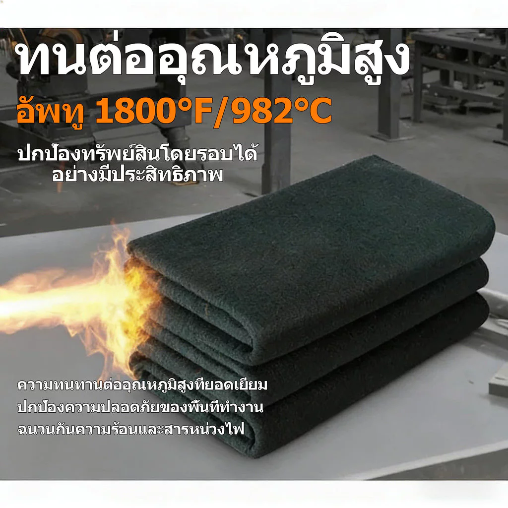 ผ้าห่มกันไฟทนความร้อนสูง 982°C ป้องกันเปลวไฟ ฉนวนกันความร้อน สำหรับงานเชื่อม งานอุตสาหกรรม และดับเพลิง ขนาดมาตรฐาน