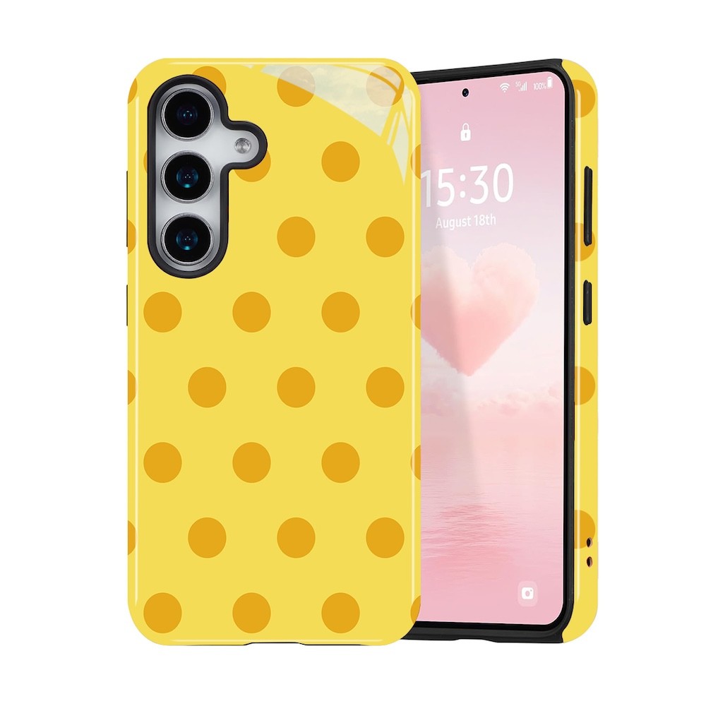 เคสโทรศัพท์ลายจุดสีเหลืองน่ารักสําหรับ Samsung S26 S23 S24 S25 Plus Ultra A16 A26 A36 A56 5G สองชั้นปกหลัง ราคา ถูกที่สุด ดีลบีเคเค แกลเลอรีภาพที่ 2