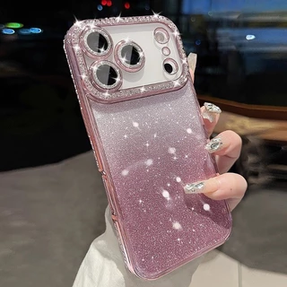 Clear Glitter Diamondเคสโทรศัพท์เข้ากันได้สําหรับiPhone 17 16 15 14 13 12 11 Pro Max Plusเพชรกันกระแทกกันชนกรณีปกปลอก