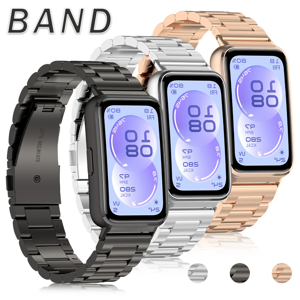 Stainls เหล็กสายโลหะสําหรับ Smartwatch Huawei Band 11 /11 Pro / 10 9 8 Breathable Watchband เข็มขัดเปลี่ยนสร้อยข้อมืออุปกรณ์เสริมสําหรับ Huawei Band 10 9 8 NFC