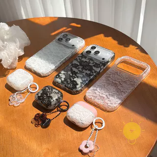 For เคสไอโฟน TPU Lace Headset เคส Phone Case For iPhone 17 Pro Max 16 15 14 13 Cover Aesthetic Korean Cute