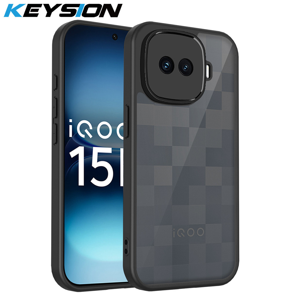 KEYSION Matte โปร่งแสงสีดําเคสโทรศัพท์สําหรับ IQOO 15R 5G ซิลิโคน + PC Clear Anti-slip กันกระแทกปกหลังสําหรับ IQOO Z11 Turbo