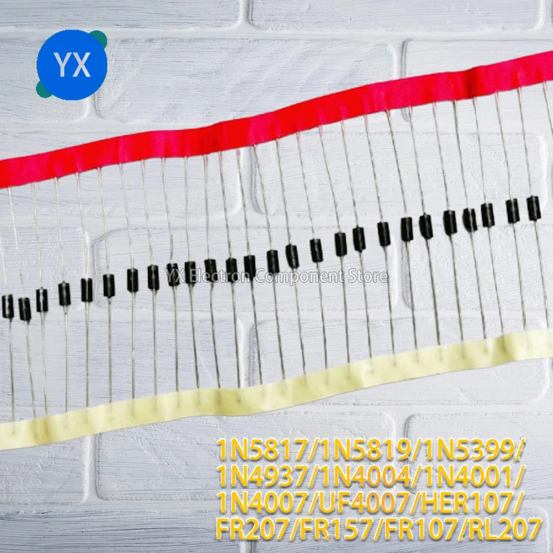 100PCS Schottky Rectifier ไดโอด 1N5817 1N5819 1N5399 1N4937 1N4004 1N4001 1N4007 UF4007 HER107 FR207