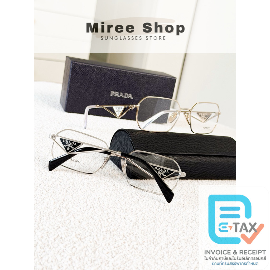 Prada กรอบแว่นสายตา A53V ทรงสี่เหลี่ยมผืนผ้า ของแท้เท่านั้นค่า