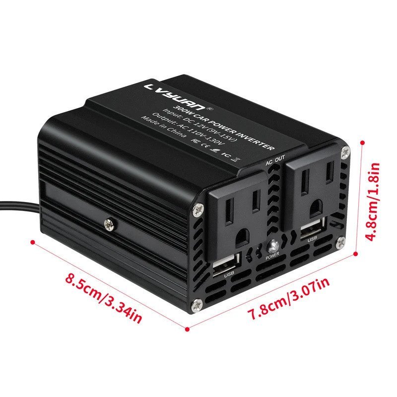 500W/300W รถอินเวอร์เตอร์ DC12V AC110V การแปลงมินิแบบพกพาอินเวอร์เตอร์ USB 5V 3.1A เอาต์พุต US ซ็อกเ