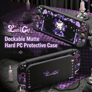 Dark Gothic Lolita Cat Themed อุปกรณ์เสริมสําหรับเล่นเกมสําหรับ Nintendo Switch 2 & 1 : เคสป้องกัน/ Thumb Grips/ เคสการ์ดเกม / กระเป๋าเก็บสําหรับ NS SWITCH OLED คอนโซล