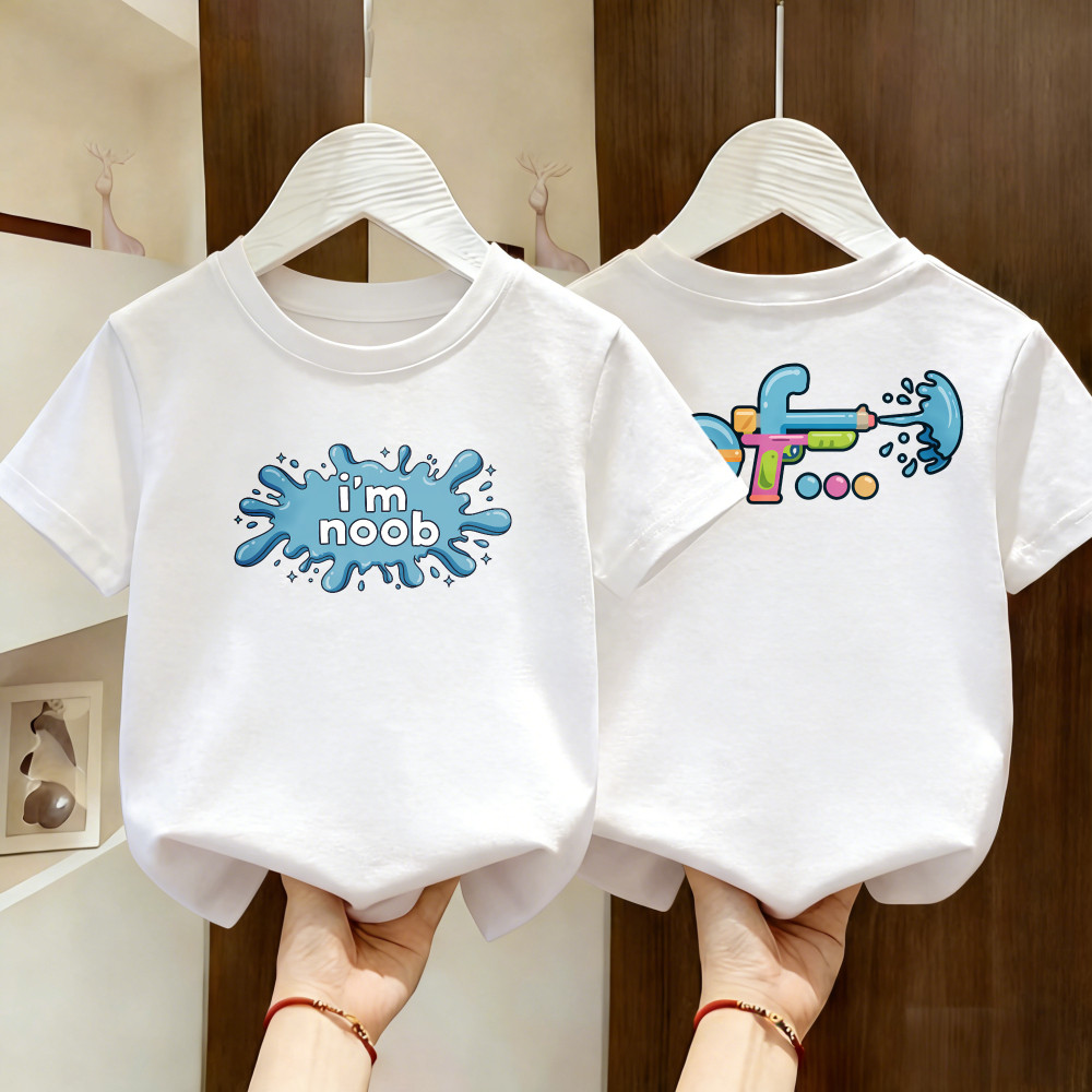 Im Noob การ์ตูนพิมพ์ Tshirt Budak Lelaki ผ้าฝ้าย 100% พรีเมี่ยมแฟชั่นแขนสั้นด้านบน