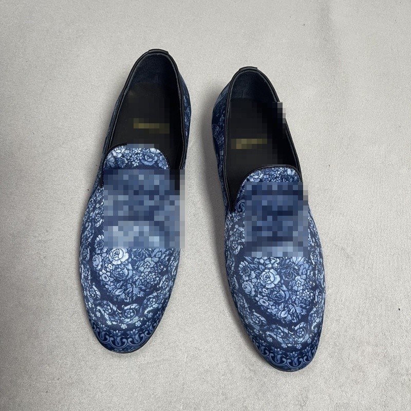 ผู้ชาย Slip-On Low-Top ปากตื้นรูปแบบLoafers Coverเท้าพิมพ์Loafers