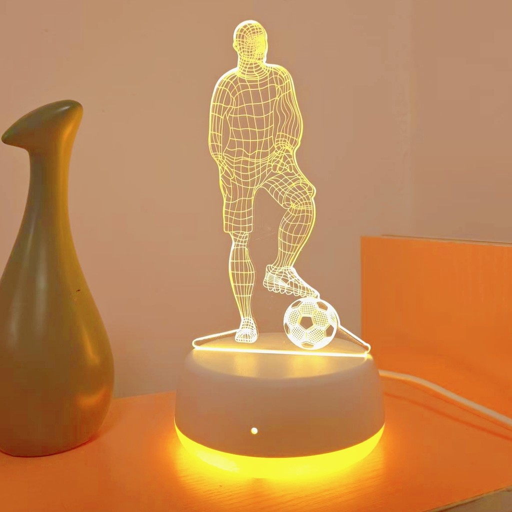 USB football player 3D night light, monochrome LED light, bedroom atmosphere and home decoration, fo