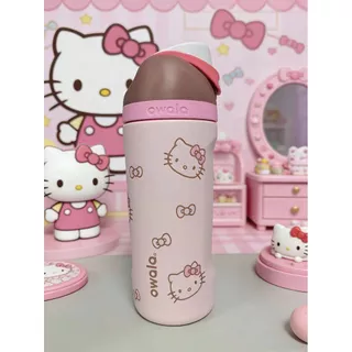 Hello Kitty x Owala FreeSip 16oz ขวดน้ําสแตนเลสรุ่น Limited Edition – แก้วน้ํากันรั่วพร้อมหลอดในตัว, ฉนวนติดผนังสองชั้นสําหรับเล่นกีฬา, โรงเรียนและการเดินทาง, ปลอดสาร BPA