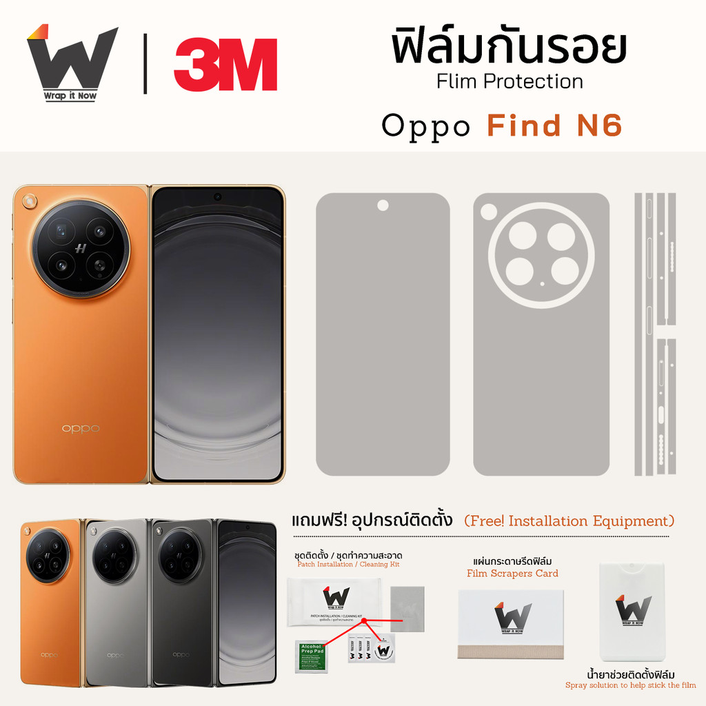 ฟิล์มกันรอย สำหรับ Oppo Find N6 / FindN6 ฟิล์มรอบตัว หลังเต็ม ขอบข้าง ฟิล์มหน้าจอ