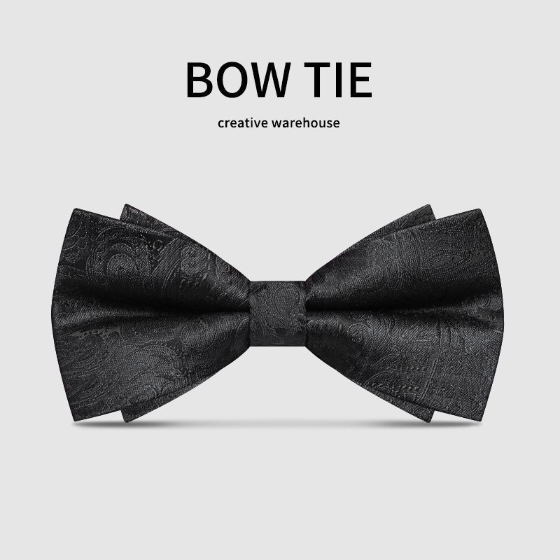 Tie Tie Tie Tie สีดําผูกโบว์ผู้ชายเจ้าบ่าวเจ้าบ่าวงานแต่งงานอย่างเป็นทางการชุด Bow Tie อังกฤษเกาหลีร