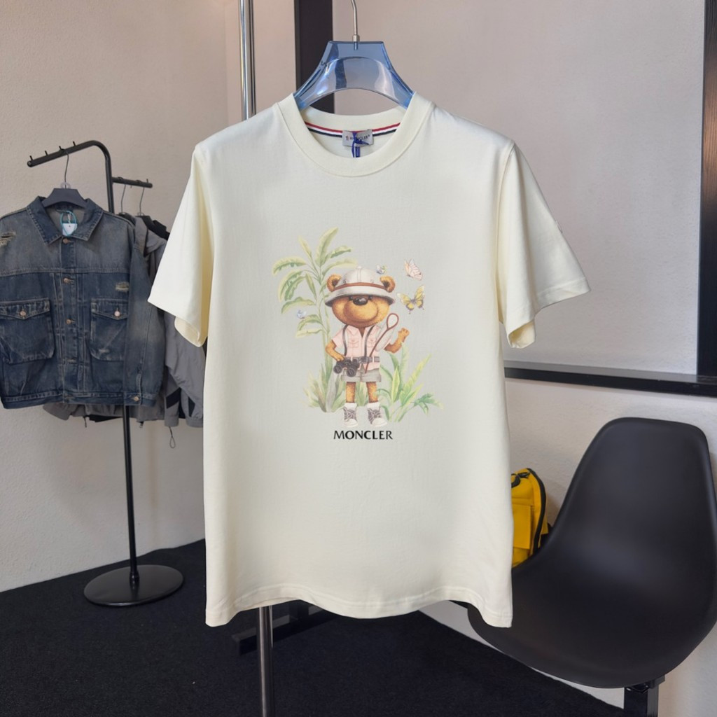 Moncler/Mengkou/6XL คลาสสิกรอบคอแขนสั้นเสื้อยืดผู้ชายผู้หญิงสไตล์ Plus ขนาดอารมณ์ Niche อินเทรนด์พิม