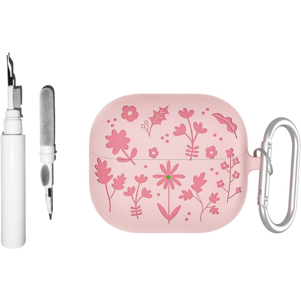 [3 in 1] เคสแกะสลักดอกไม้ TSVSXS เข้ากันได้กับ Samsung Galaxy Buds3 Pro/Galaxy Buds3(2024) พร้อมพวงก