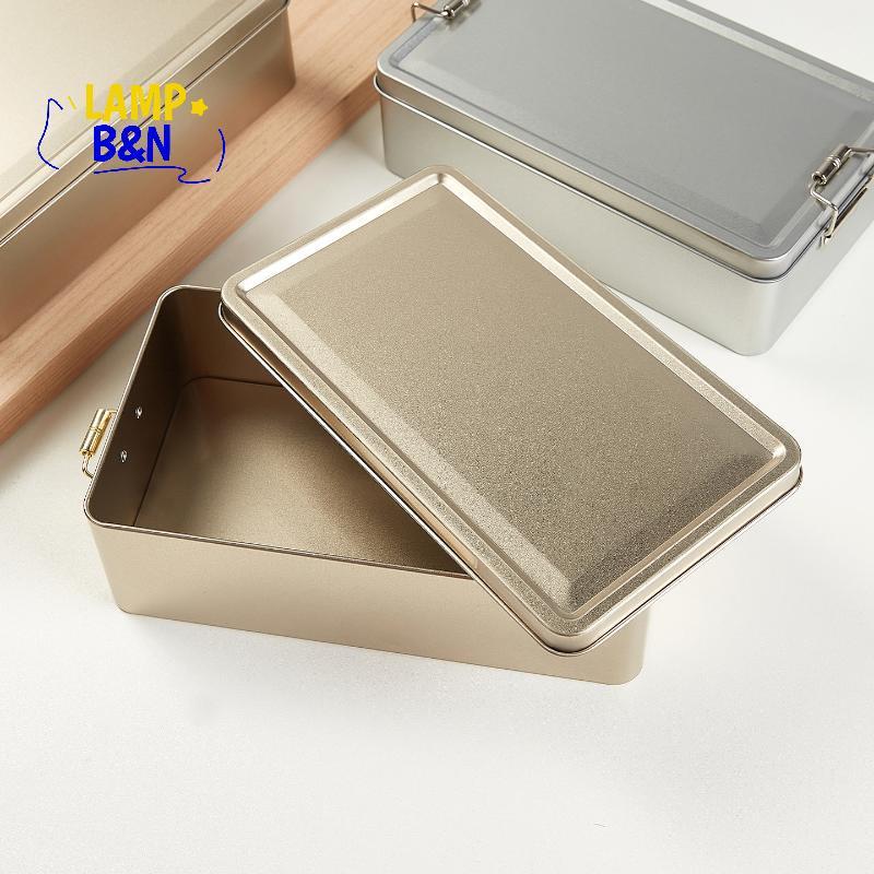 [B&N] 1/3/5 ชิ้นกันฝุ่น Home Kitchen Desktop Storage ดีบุกสี่เหลี่ยมดีบุกคุกกี้ดีบุกกล่องพร้อมฝาปิดส