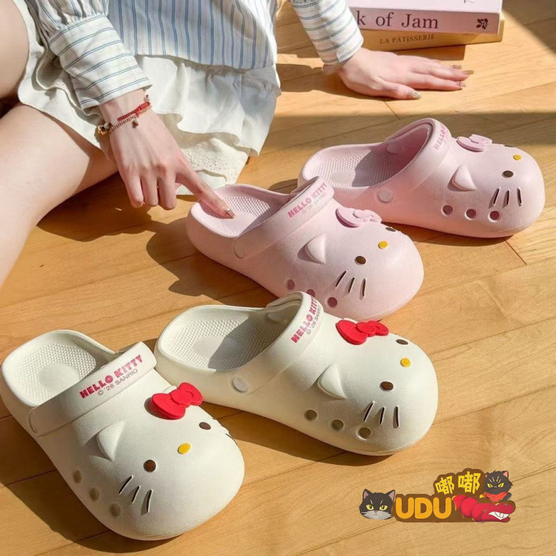 😻คลังสินค้าพร้อม😻 รองเท้าแตะ Hello Kitty สไตล์การ์ตูนน่ารัก ดีไซน์Soft SoleAnti-Slip สำหรับเด็กหญิงและสวมใส่งานประจำวัน