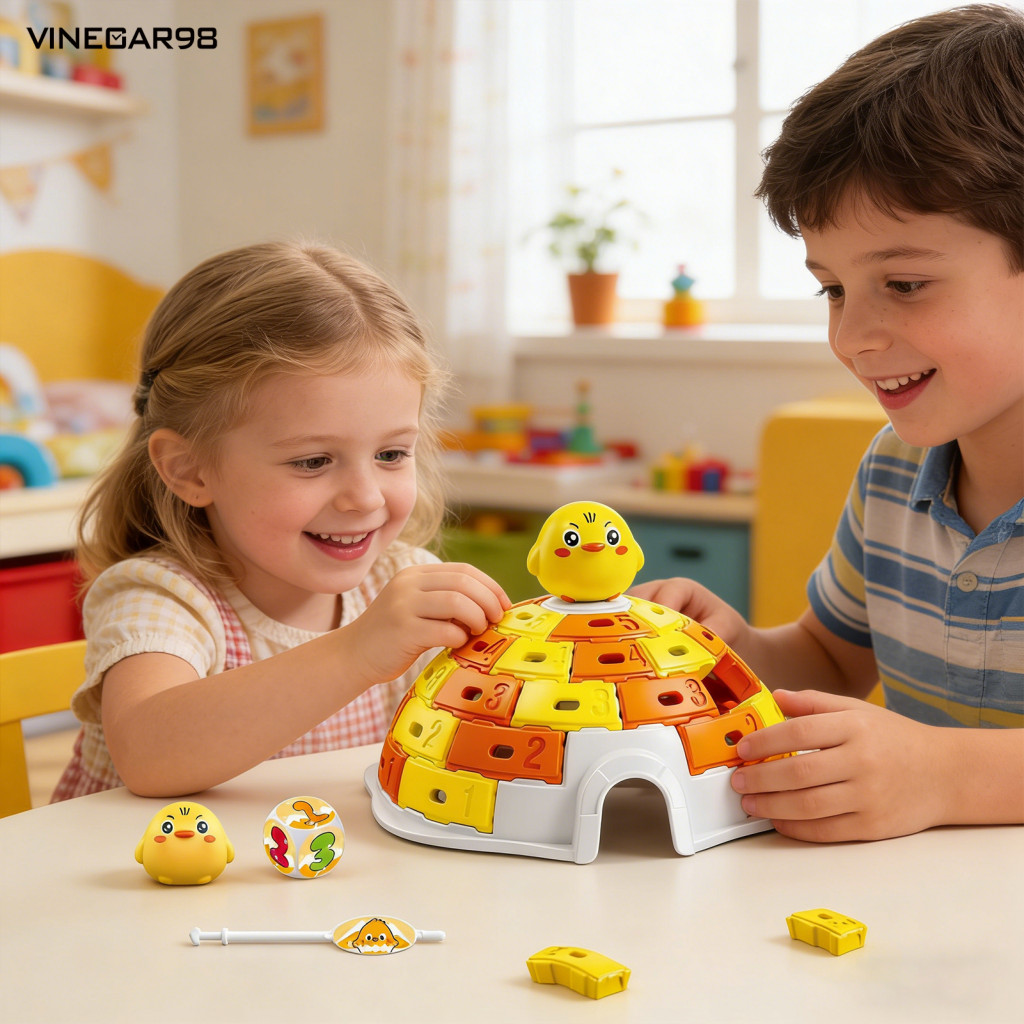 VINE Ice Brick Hitting Game Penguin Snow House Game Animal Snow House Board Game for 2 Players – Pen