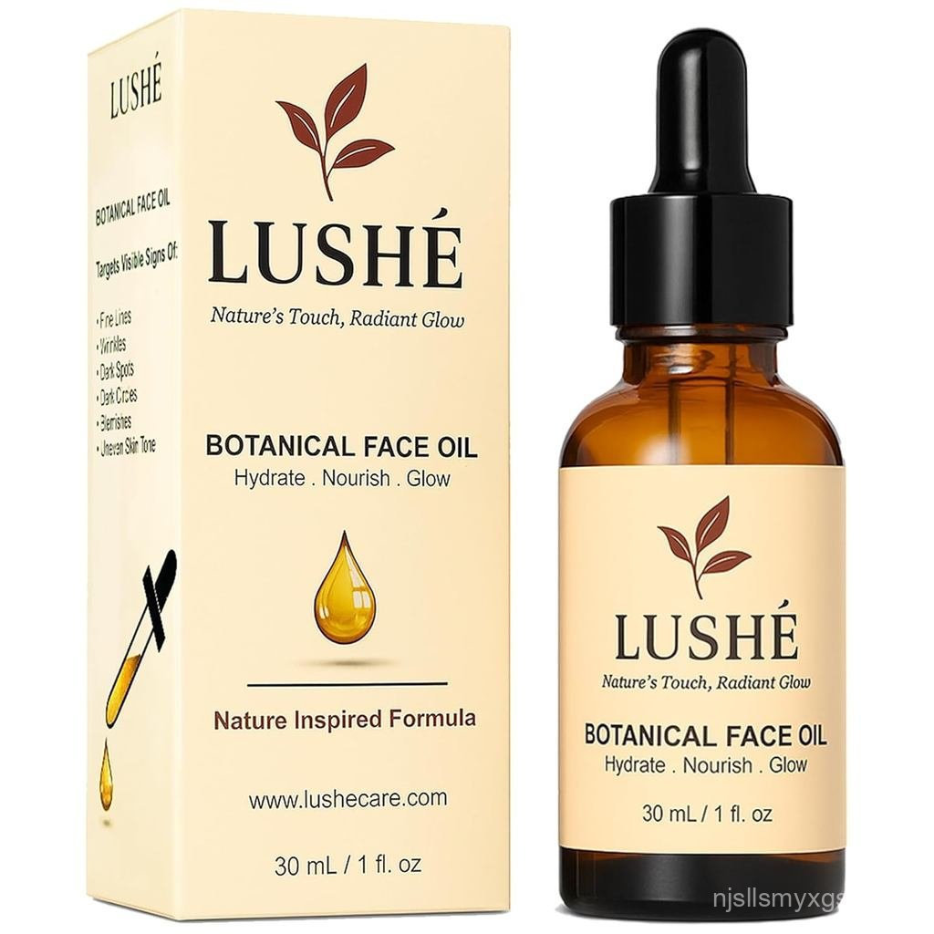 LUSHÉ Botanical Face Oil with Argan Oil, Jojoba Oil, Rosehip Oil & Vitamin E Oil –, น้ํามันบํารุงผิว