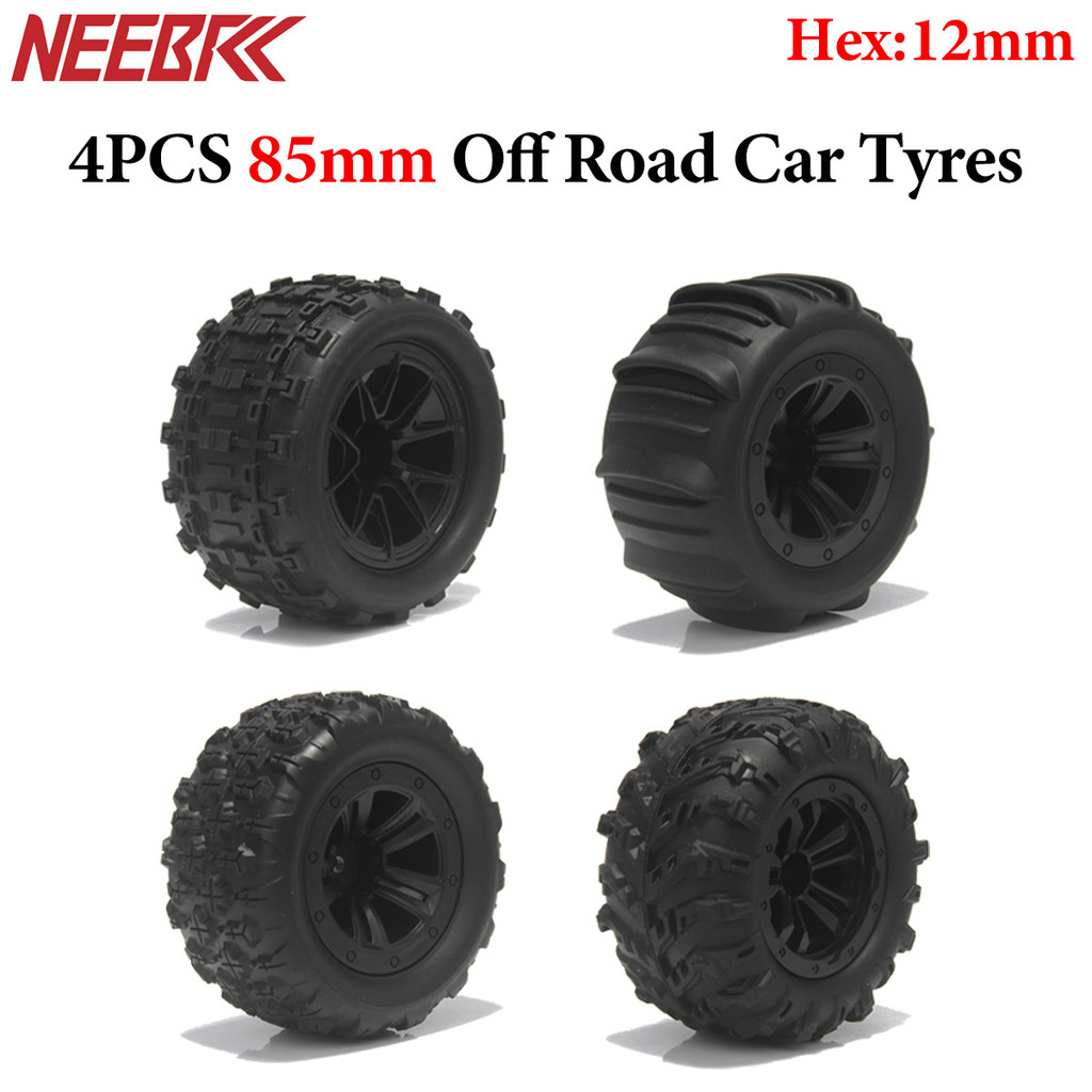 4PCS 85 มม.ยาง Tyre ล้อขอบยาง 12 มม.Hex สําหรับ WLTOYS 144001 144010 HBX 16889 16890 SCY16101 Pro 16102 Pro
