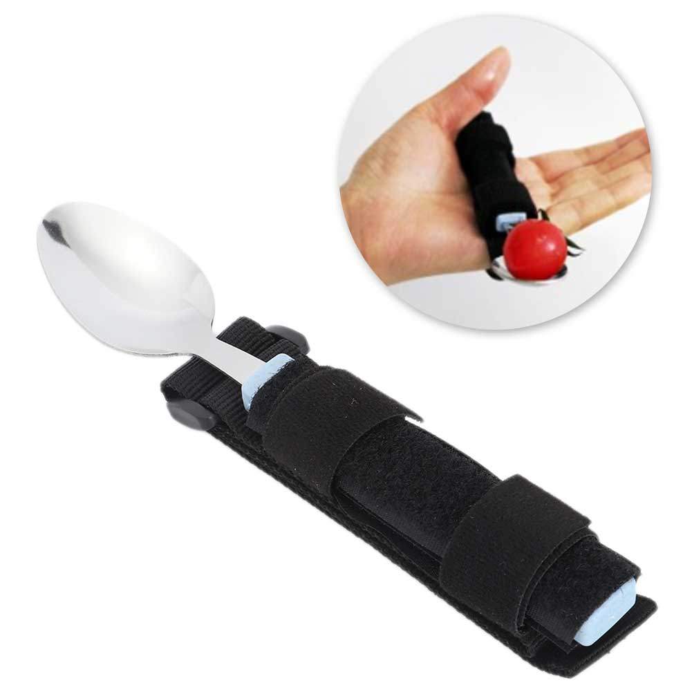 Meyishop Easy Grip Eating Aids ช้อน Adaptive Utensils ที่วางสแตนเลสแบบหมุนได้ ชุดเครื่องเงิน การดูแล