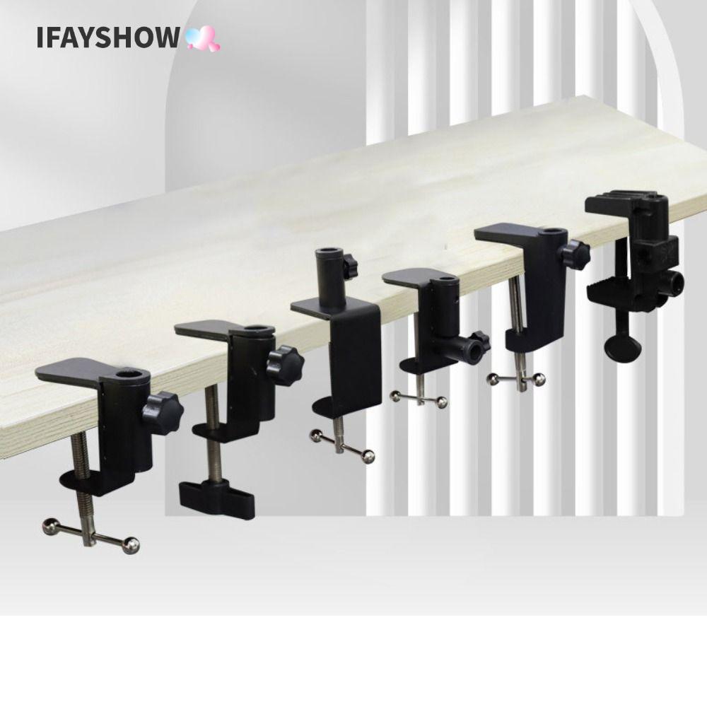 IFAYSHOW คลิปหนีบโคมไฟตั้งโต๊ะ, แคลมป์ยึดพลาสติกโลหะ, ตัวยึดไฟแบบคลองสีดําสีขาวที่ทนทานอุปกรณ์ไฟส่องสว่าง