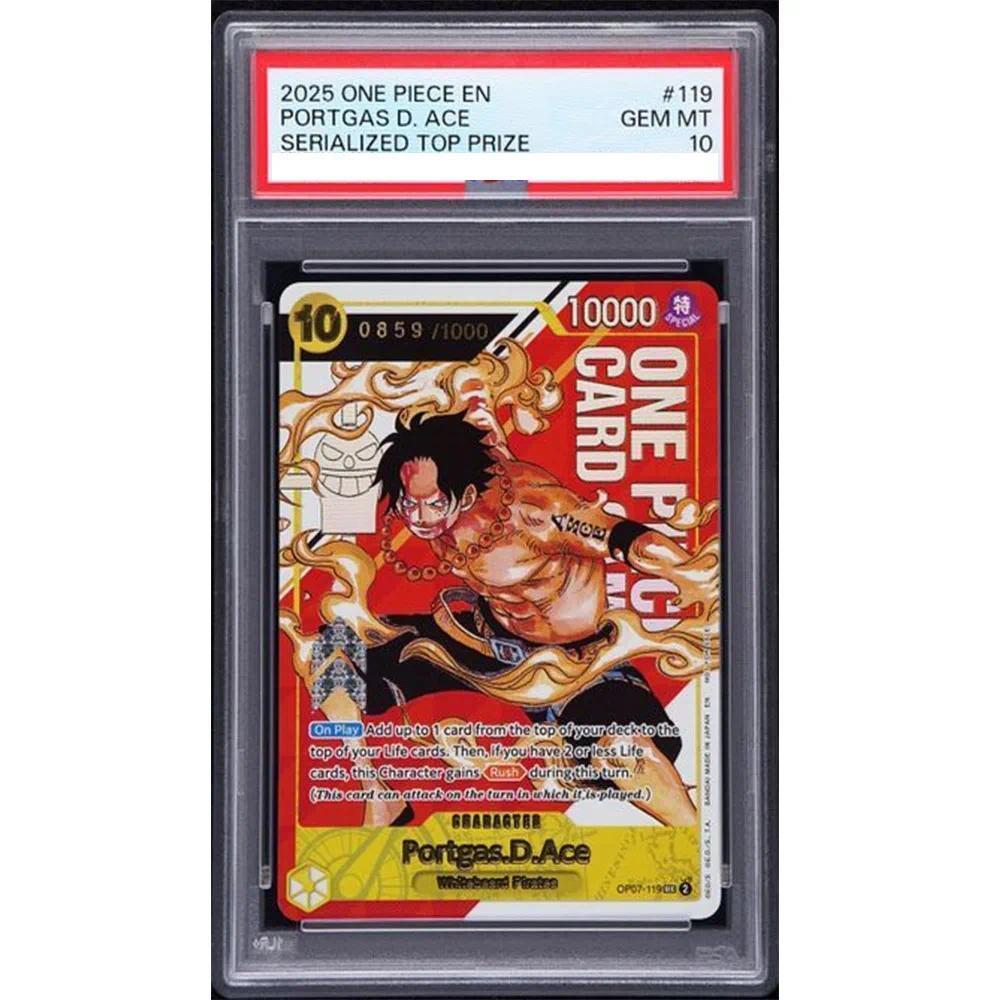 การ์ดหนู PSA 10 ONE PIECE 2025 ONE PIECE EN PORTGAS D. ACE OP07-109 การ์ดสะสม DIY คัดลอก 10 จุดการ์ดหนูอะนิเมะเกม