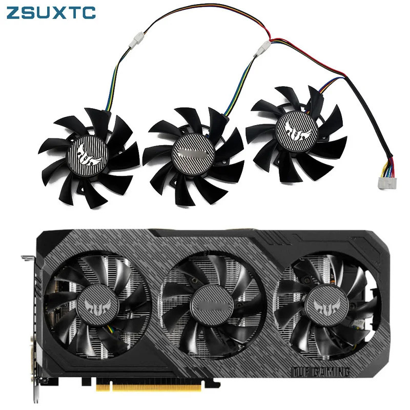 HL 3pcs 75 มม.FD8015U12D RX 5700 5700XT gpu cooler สําหรับ ASUS GTX 1660Ti 1660 Super RX5700 XT TUF 