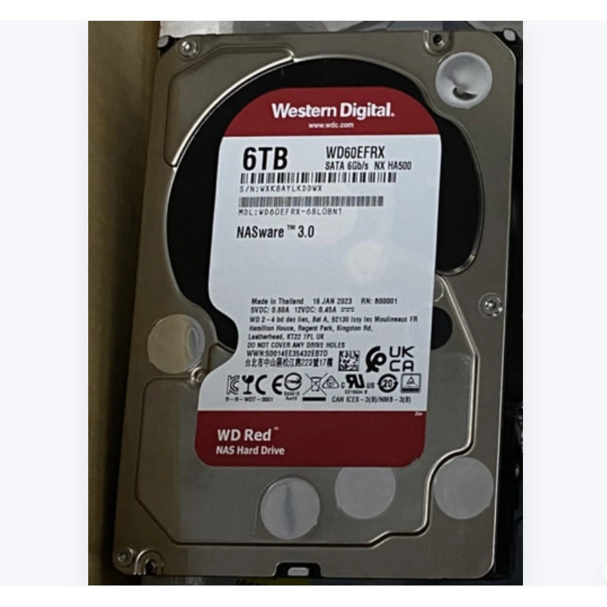 WD60EFRX Red SATA3.5" 5400 RPM 6TB NAS ฮาร์ดไดรฟ์ภายใน ใหม่
