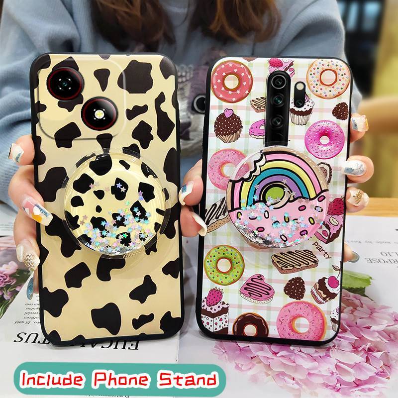 ขาตั้งหมุนได้ฝาหลังเคสโทรศัพท์สําหรับ ZTE Blade A35E ป้องกันเลนส์โทรศัพท์ Quicksand Soft Case Kickst