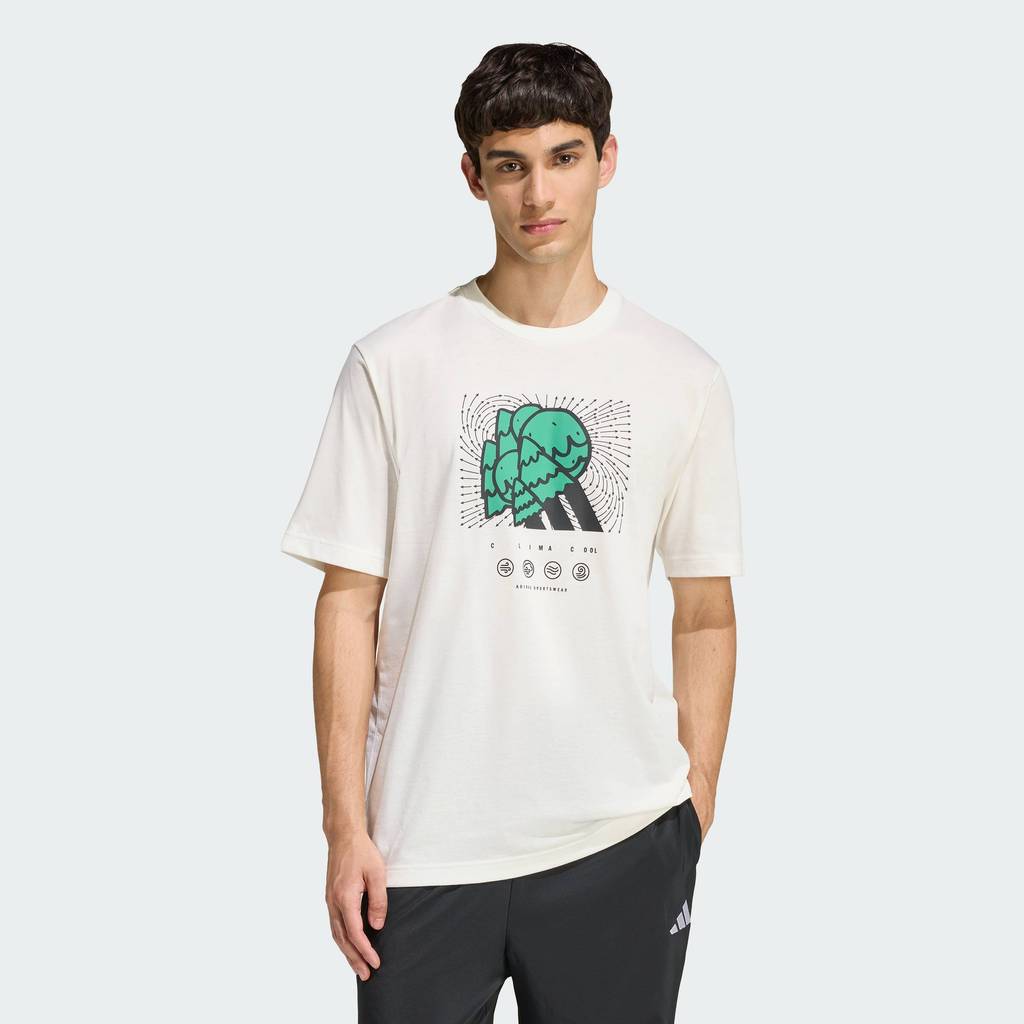 adidas ไลฟ์สไตล์ เสื้อยืดพิมพ์ลาย CLIMACOOL CITY TECH STORM LOGO ผู้ชาย สีขาว JZ7512