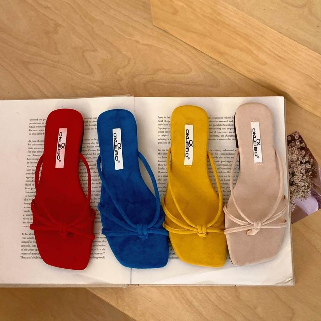 TT Sweet Bow Flip-Flops หญิงฤดูร้อน Flip-Toe รองเท้าแตะกันลื่นยางหนังแท้ 2026