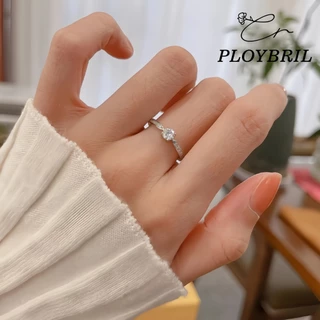 PLOYBRIL Moissanite Ring เหรียญแท้ 925 เพชรโมอีสสี่กรงเล็บเครื่องประดับแฟชั่นผู้หญิงสถาบัน J023